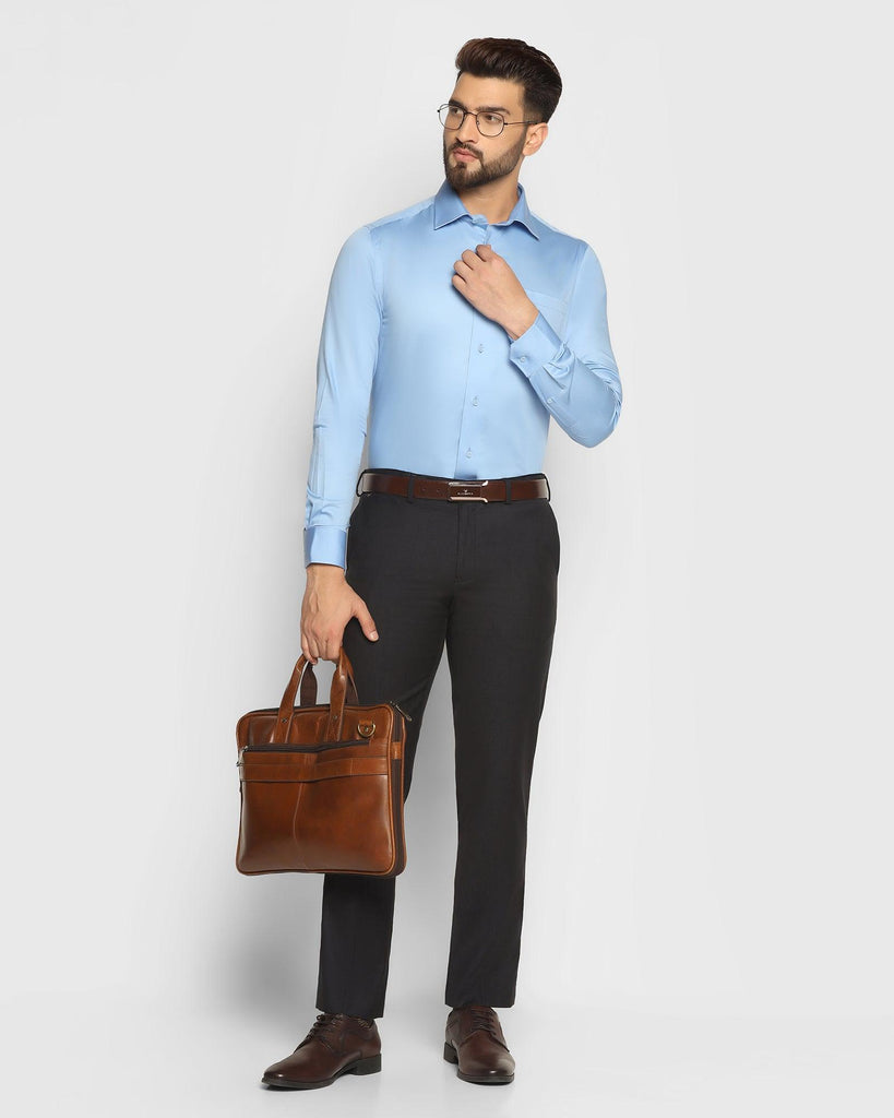 Formal Sky Blue Solid Shirt - Simble