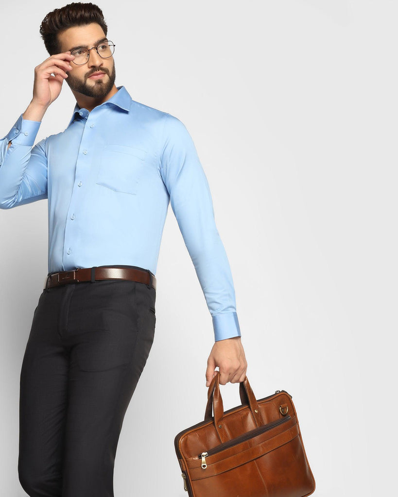 Formal Sky Blue Solid Shirt - Simble