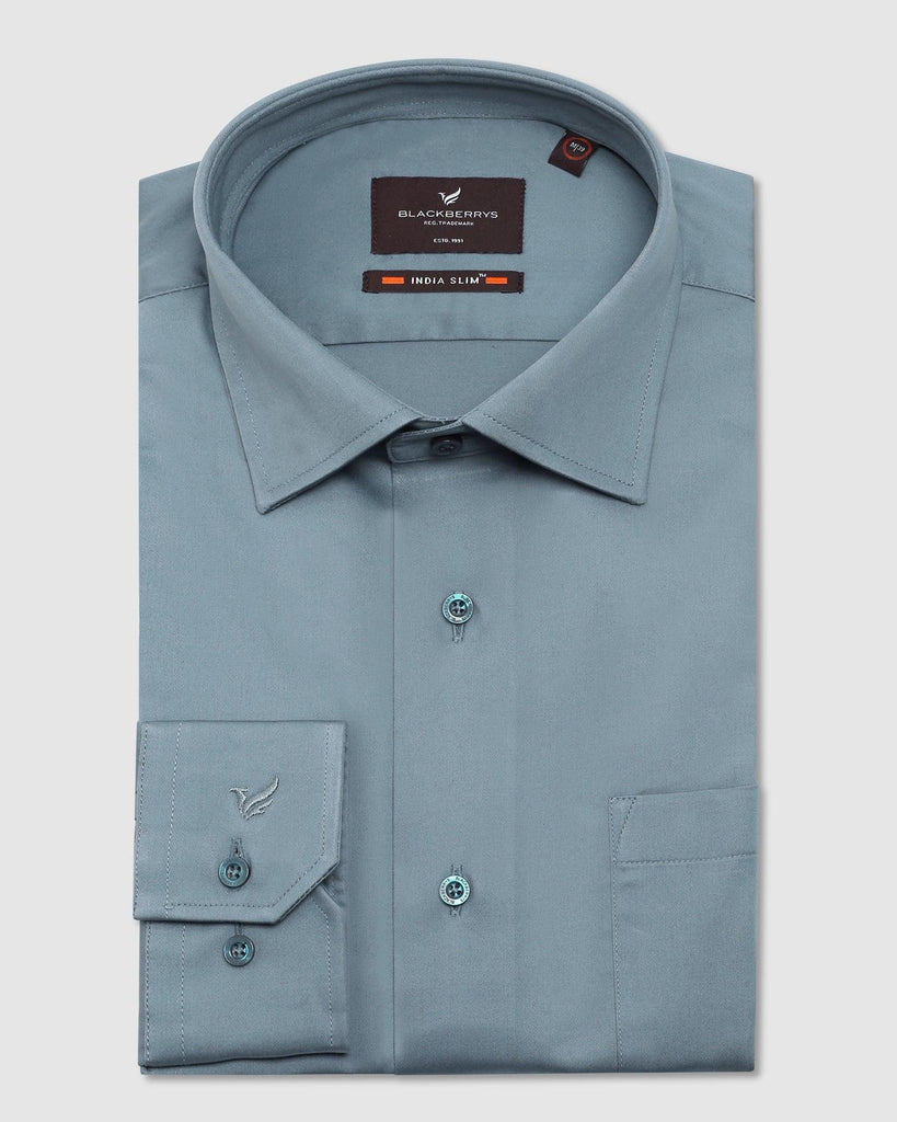 Formal Teal Solid Shirt - Simble