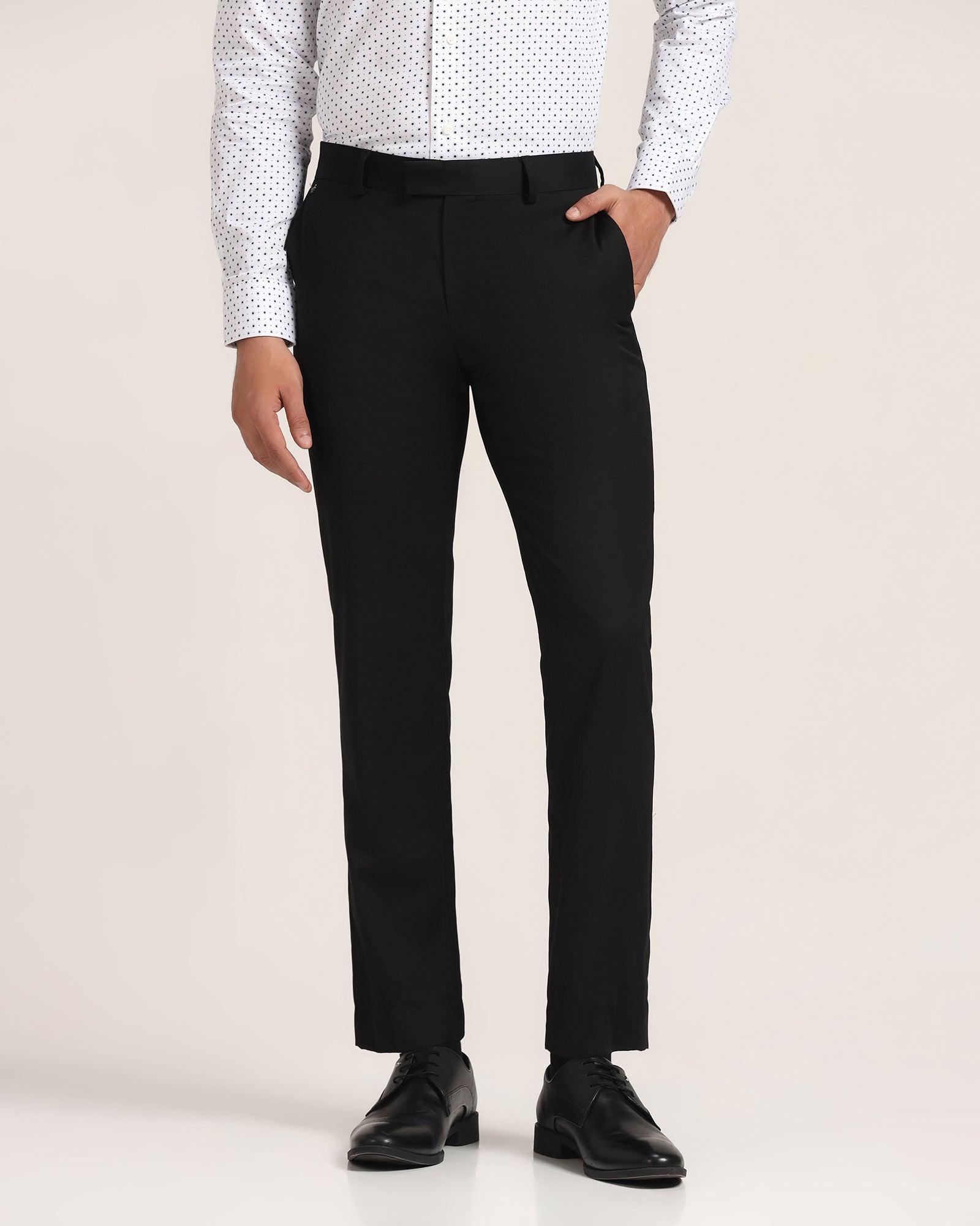 Slim Fit B-91 Formal Black Solid Trouser - Lexi - Blackberrys