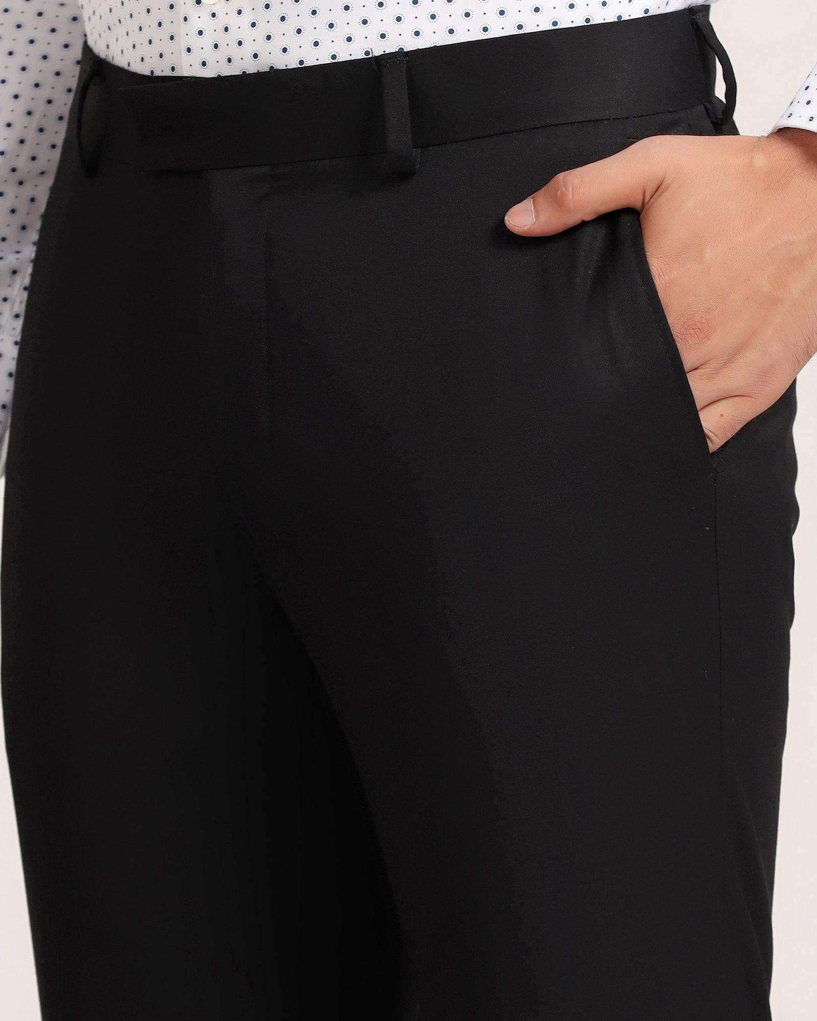 Slim Fit B-91 Formal Black Solid Trouser - Lexi - Blackberrys