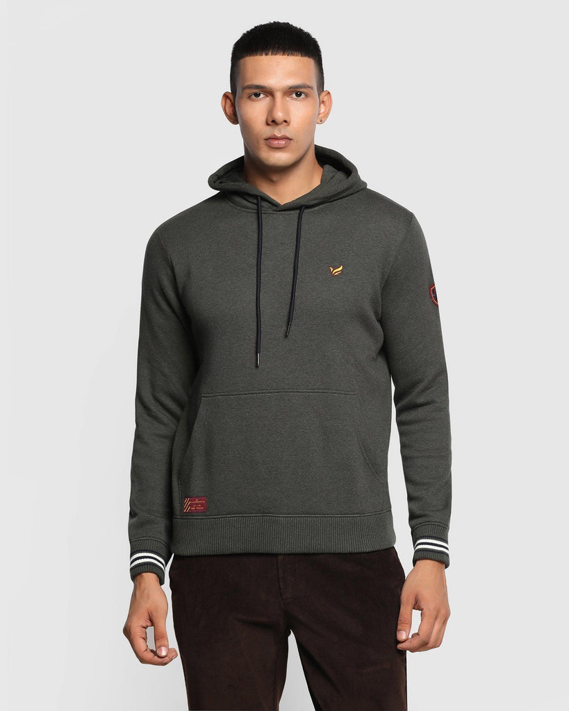 Hoodie Olive Solid Sweatshirt - Cameron