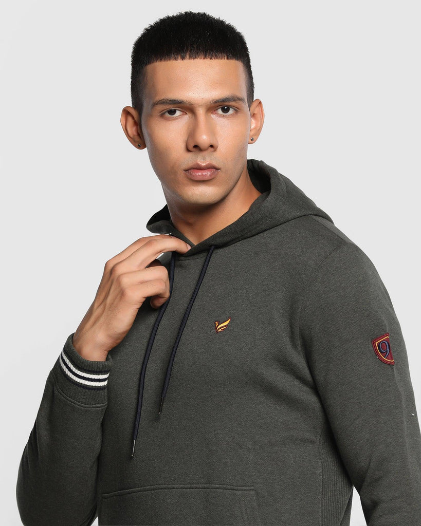 Hoodie Olive Solid Sweatshirt - Cameron