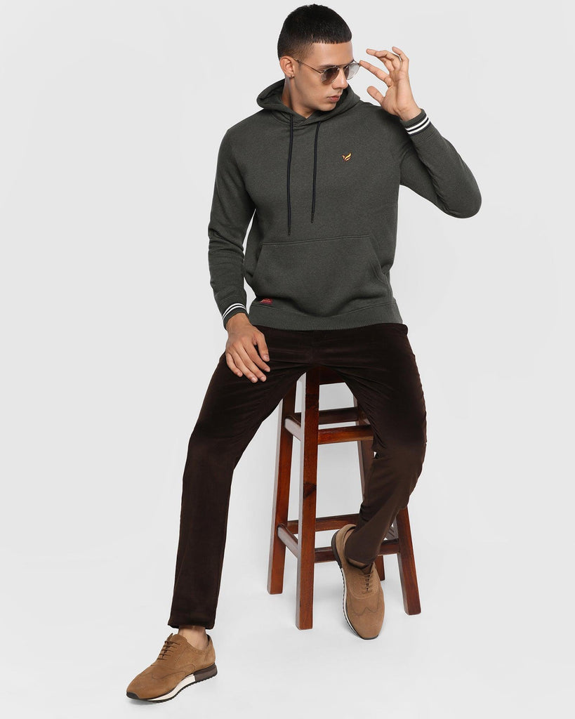 Hoodie Olive Solid Sweatshirt - Cameron