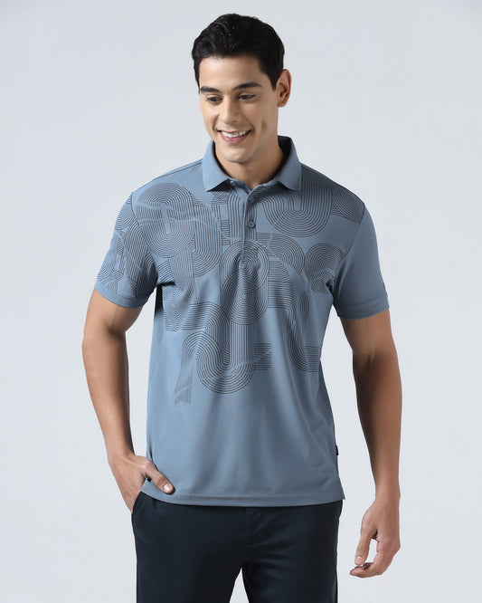 Steel Blue TechPro Printed Polo - Neville