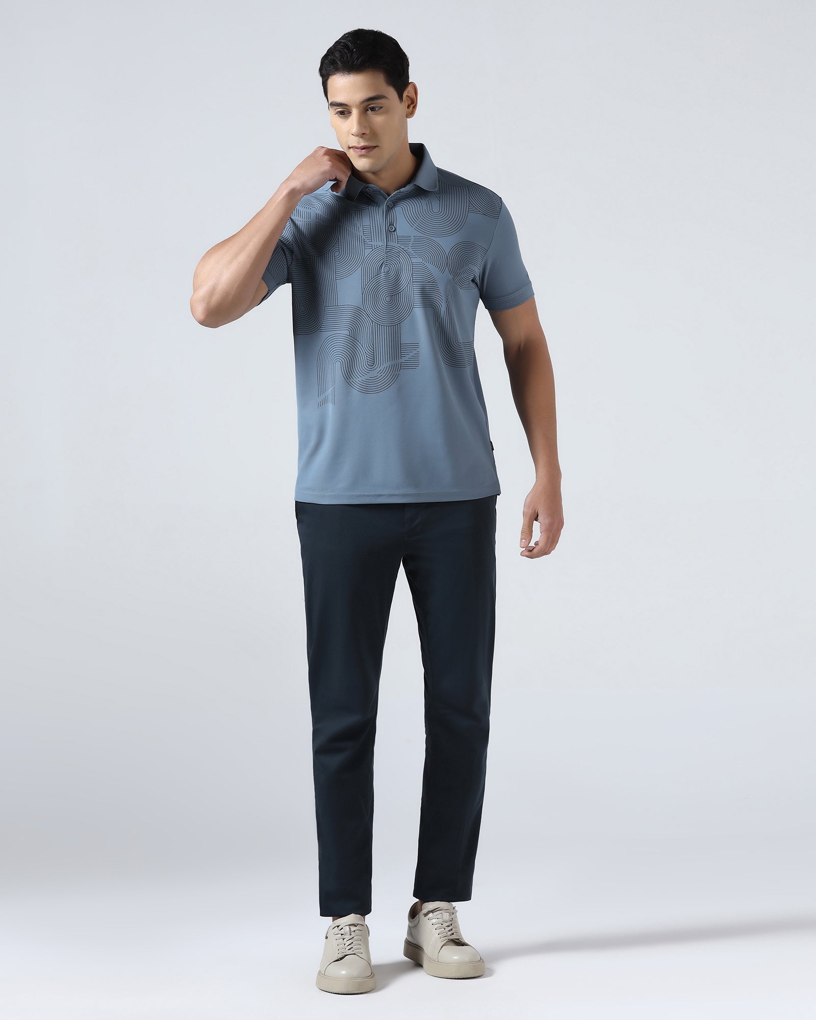 Steel Blue TechPro Printed Polo - Neville