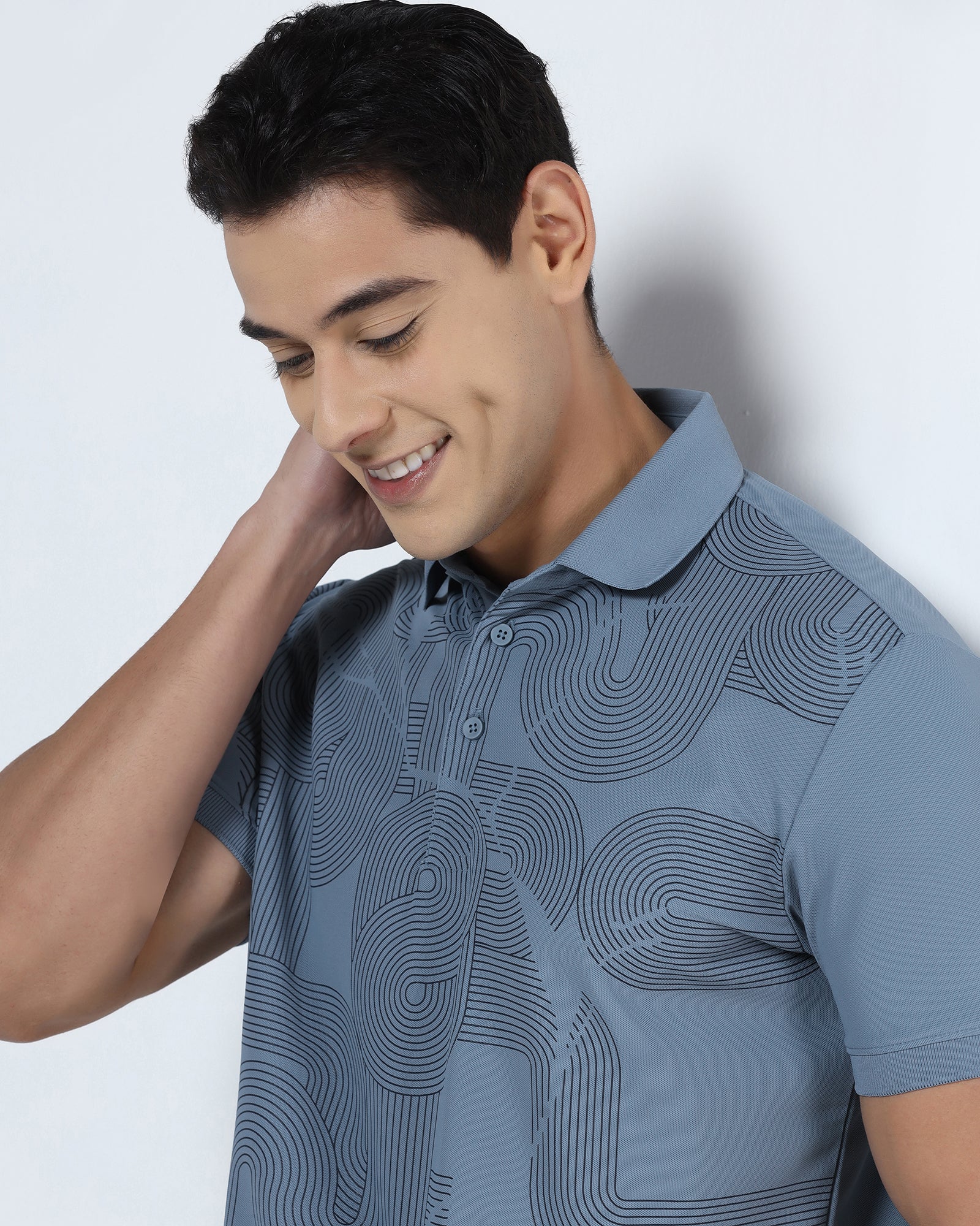 Steel Blue TechPro Printed Polo - Neville