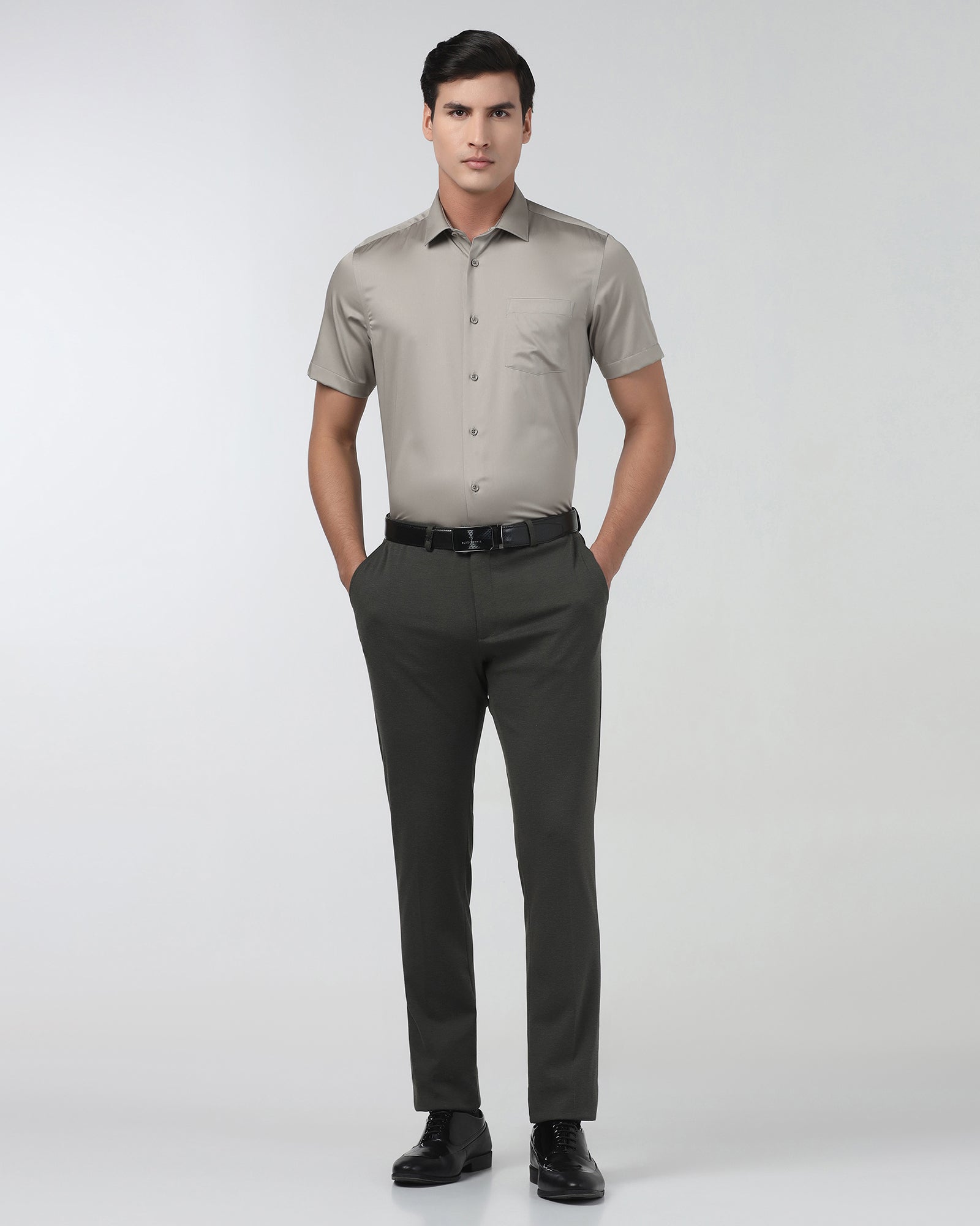 Stone Half Sleeve Non Iron Solid Shirt - Sylvia