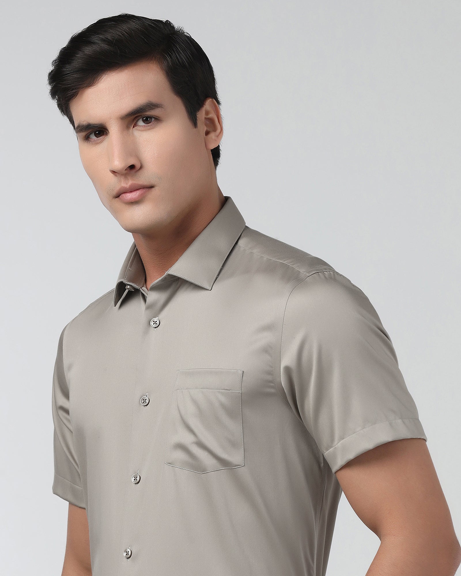 Stone Half Sleeve Non Iron Solid Shirt - Sylvia