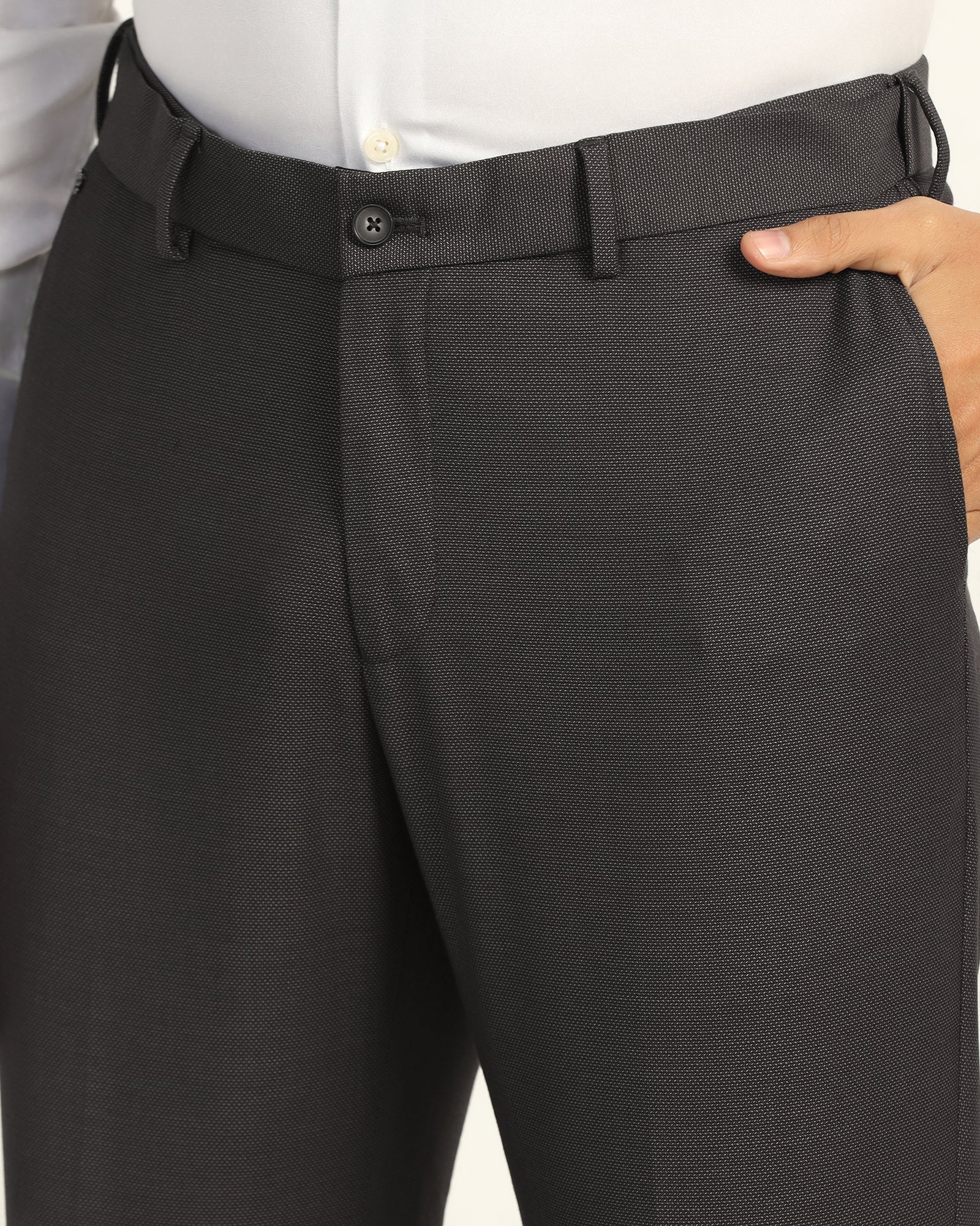 Straight B-90 Formal Charcoal Textured Trouser - Otto
