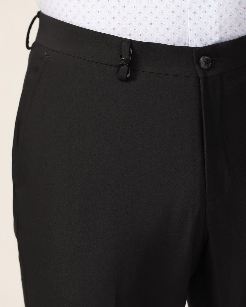 Straight B-90 Formal Black Solid Trouser - Black