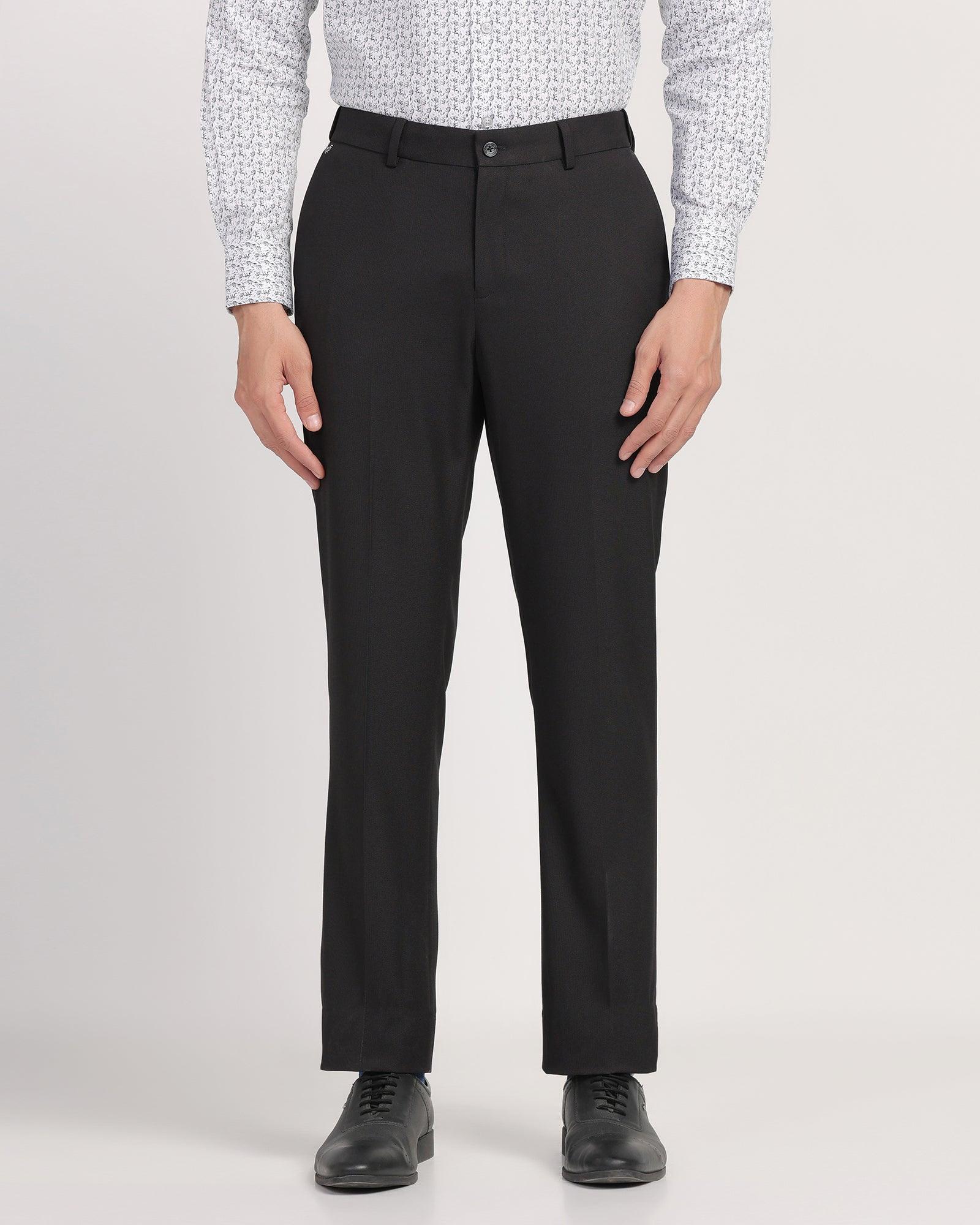 Straight B-90 Formal Black Textured Trouser - Passion