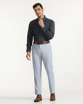 Straight B-90 Formal Light Blue Textured Trouser - musk