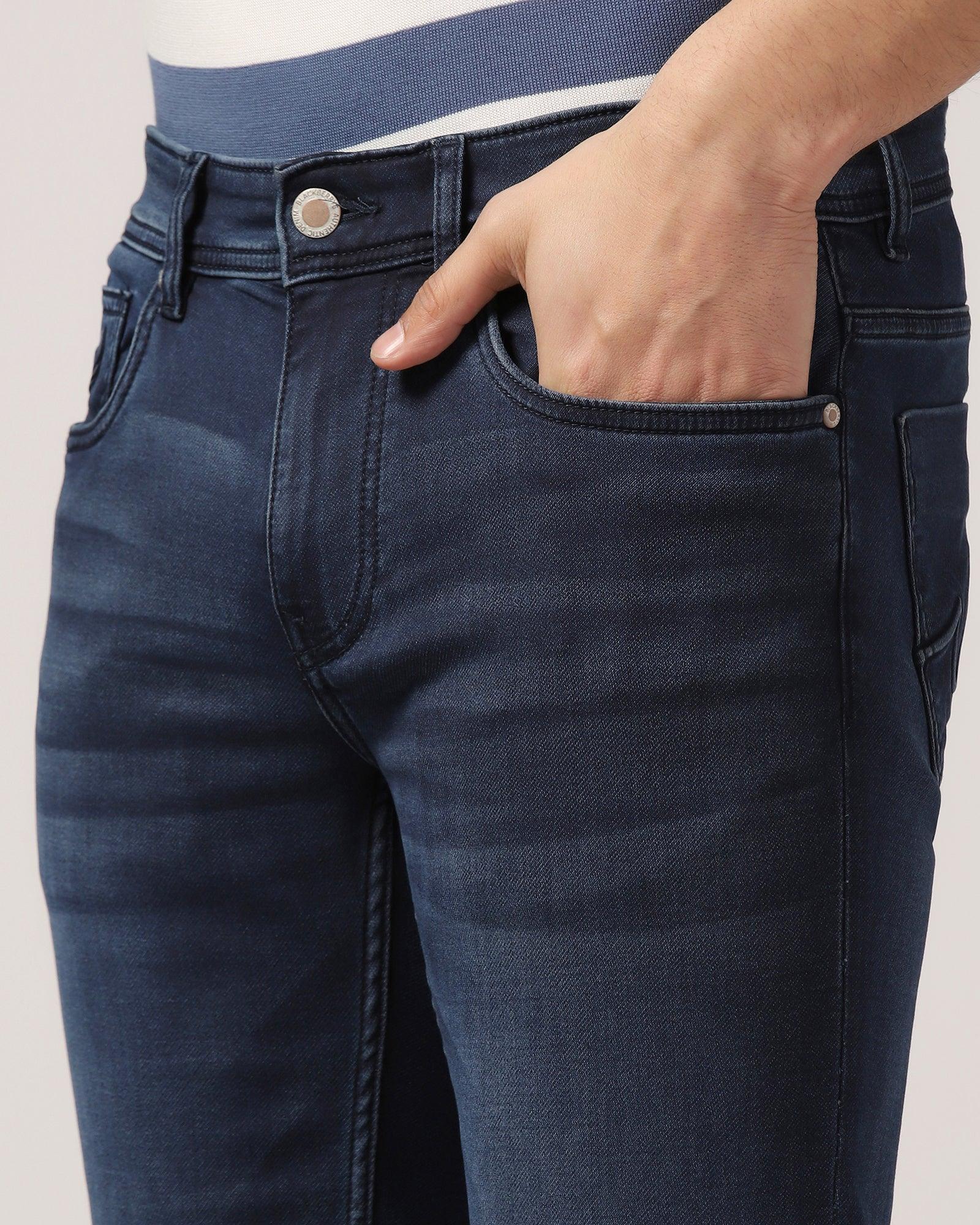 Straight Comfort Duke Fit Indigo Textured Jeans - Alek