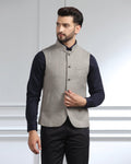 Bandhgala Casual Light Grey Striped Waistcoat - Silvan - Blackberrys