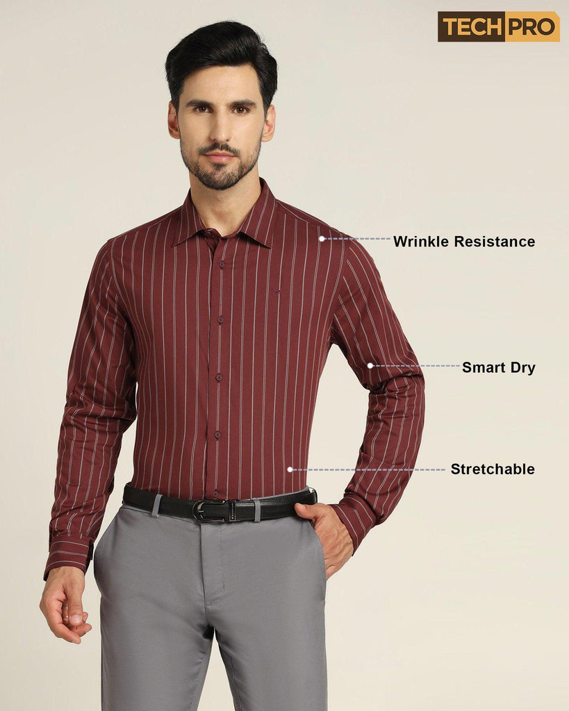 TechPro Formal Red Striped Shirt - Horus