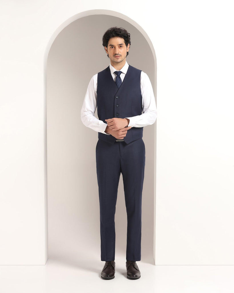 Three Piece Navy Striped Formal Suit - Strippey