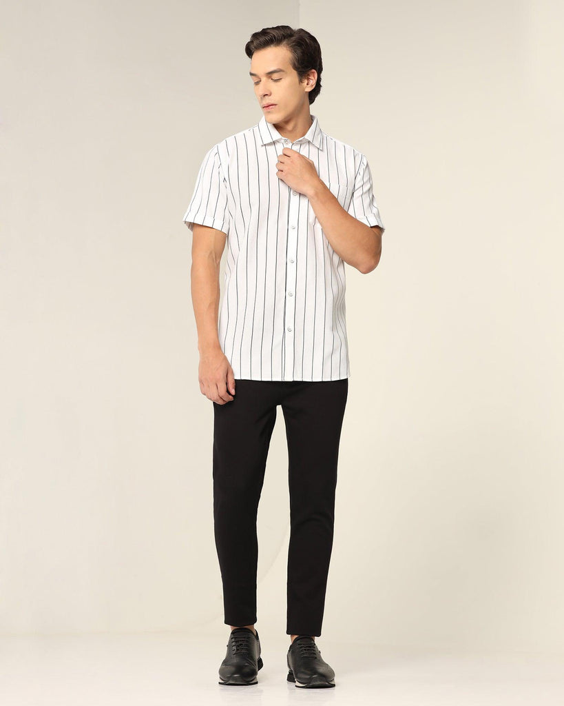 Formal Half Sleeve White Striped Shirt - Fabien