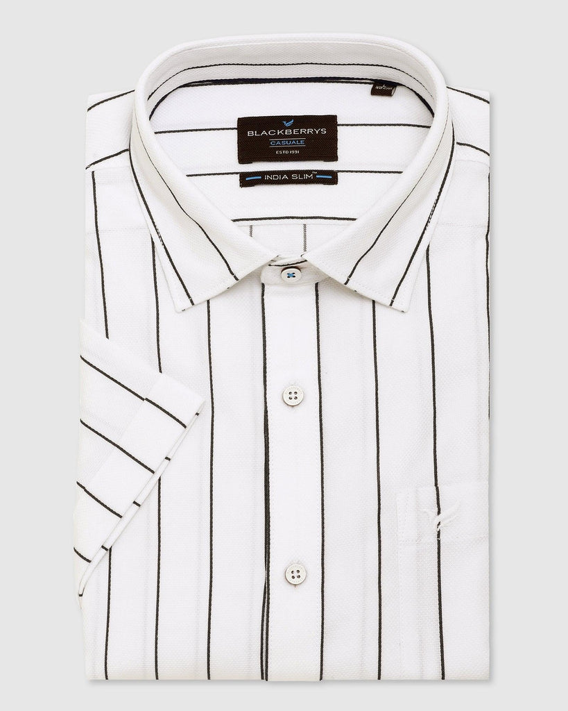 Formal Half Sleeve White Striped Shirt - Fabien