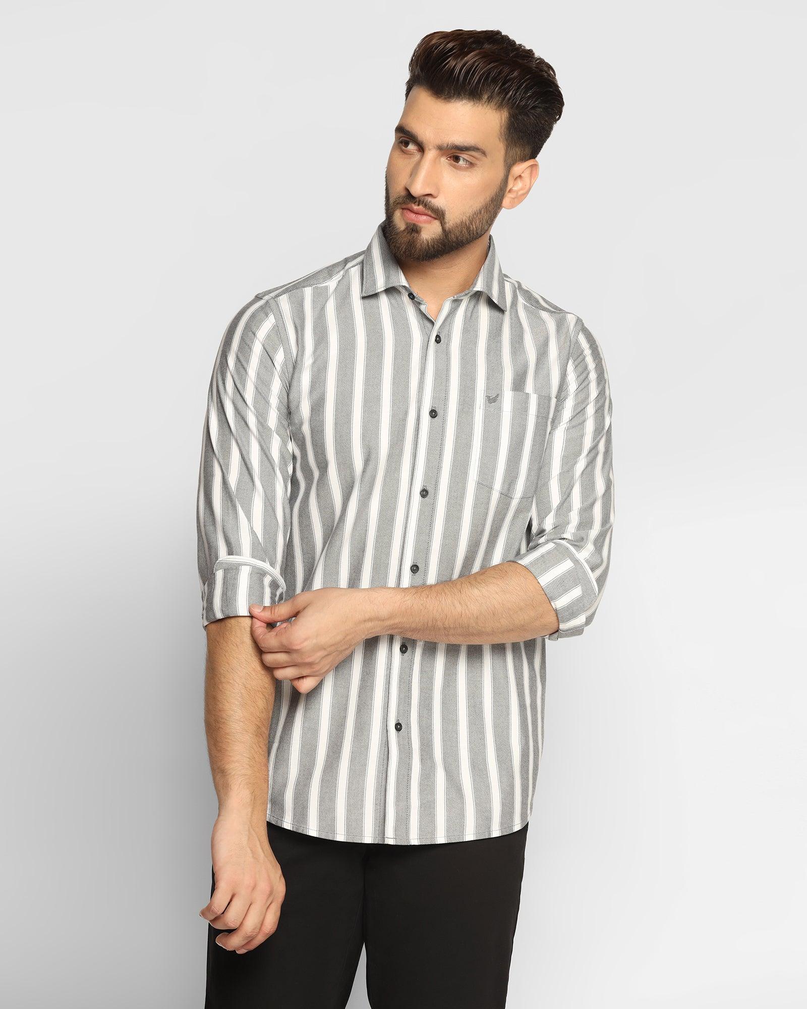 Stripe Casual Shirt In Black (Polly) - Blackberrys