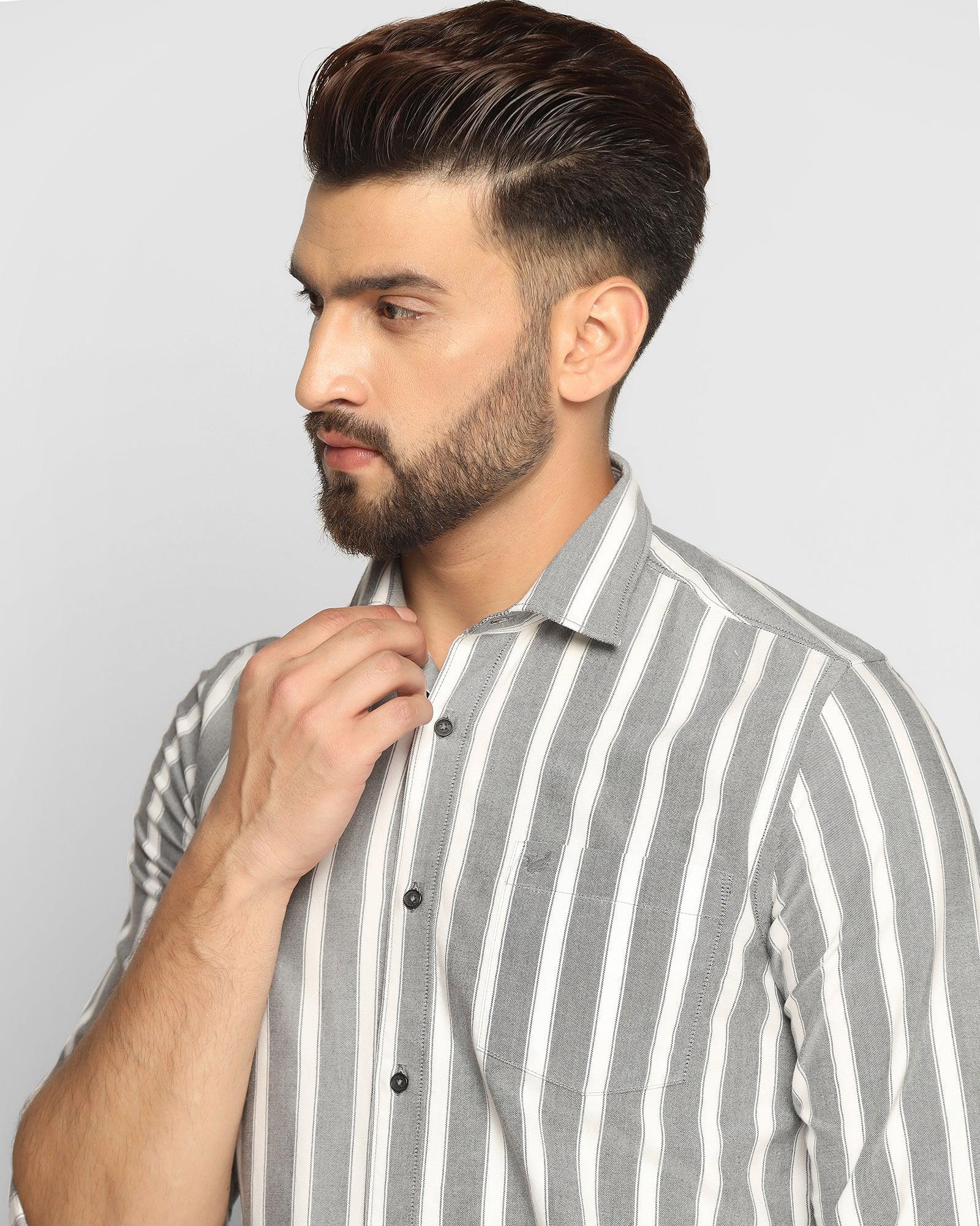 Stripe Casual Shirt In Black (Polly) - Blackberrys