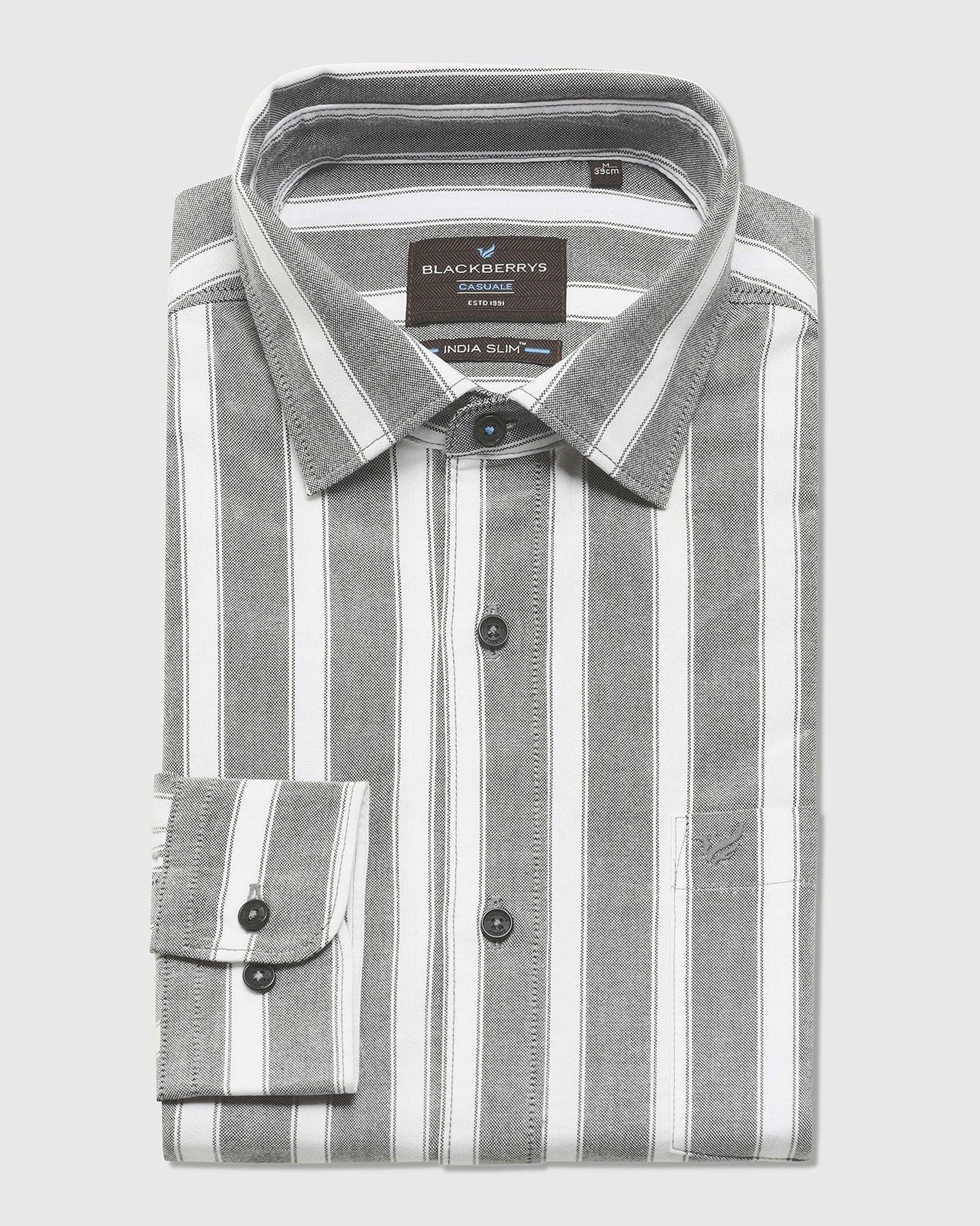 Stripe Casual Shirt In Black (Polly) - Blackberrys