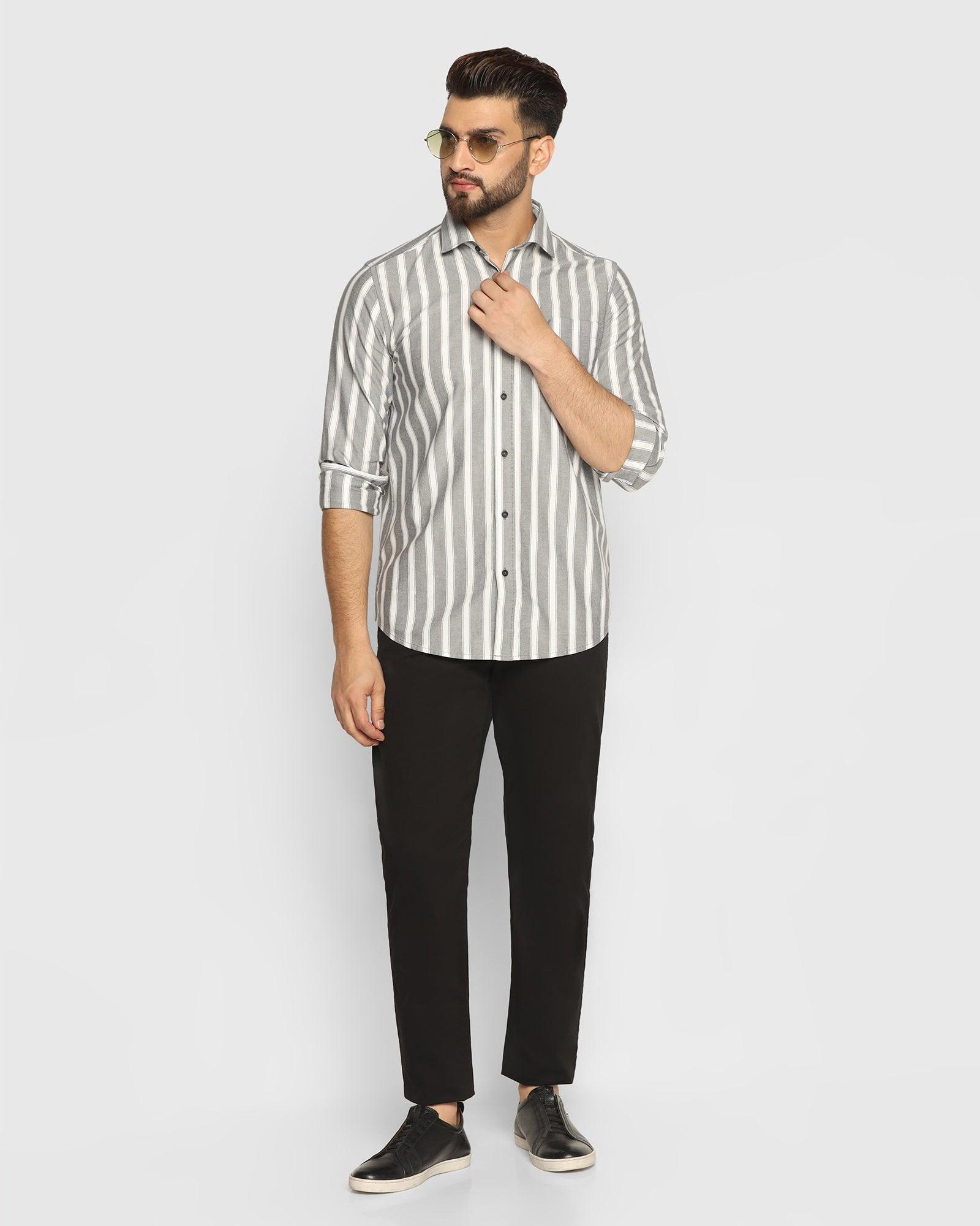 Stripe Casual Shirt In Black (Polly) - Blackberrys