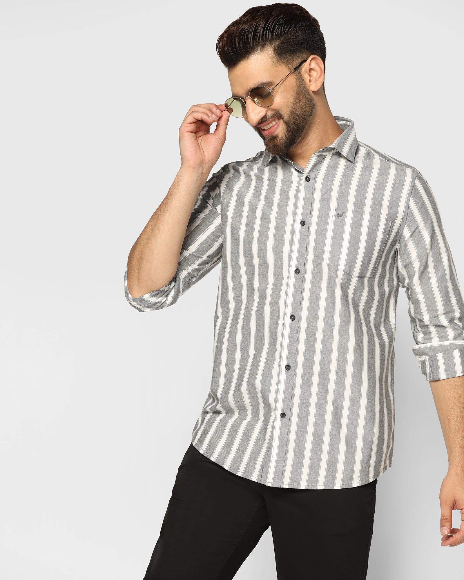 Stripe Casual Shirt In Black (Polly) - Blackberrys