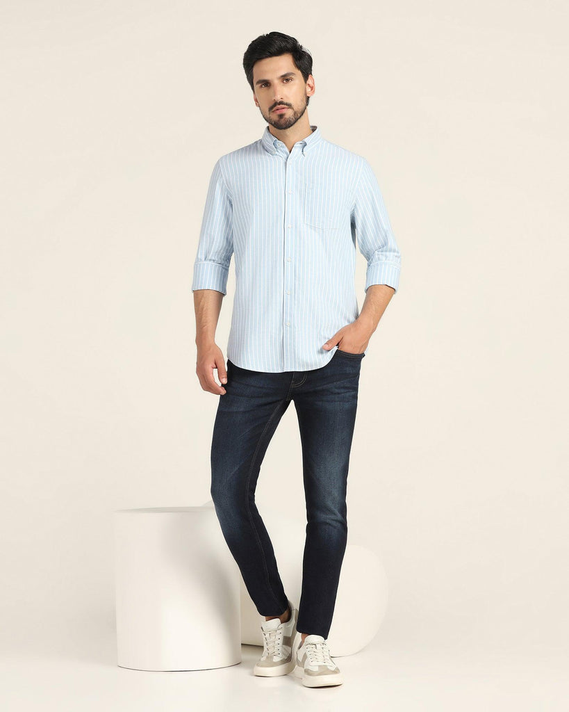 Casual Blue Striped Shirt - Hawk