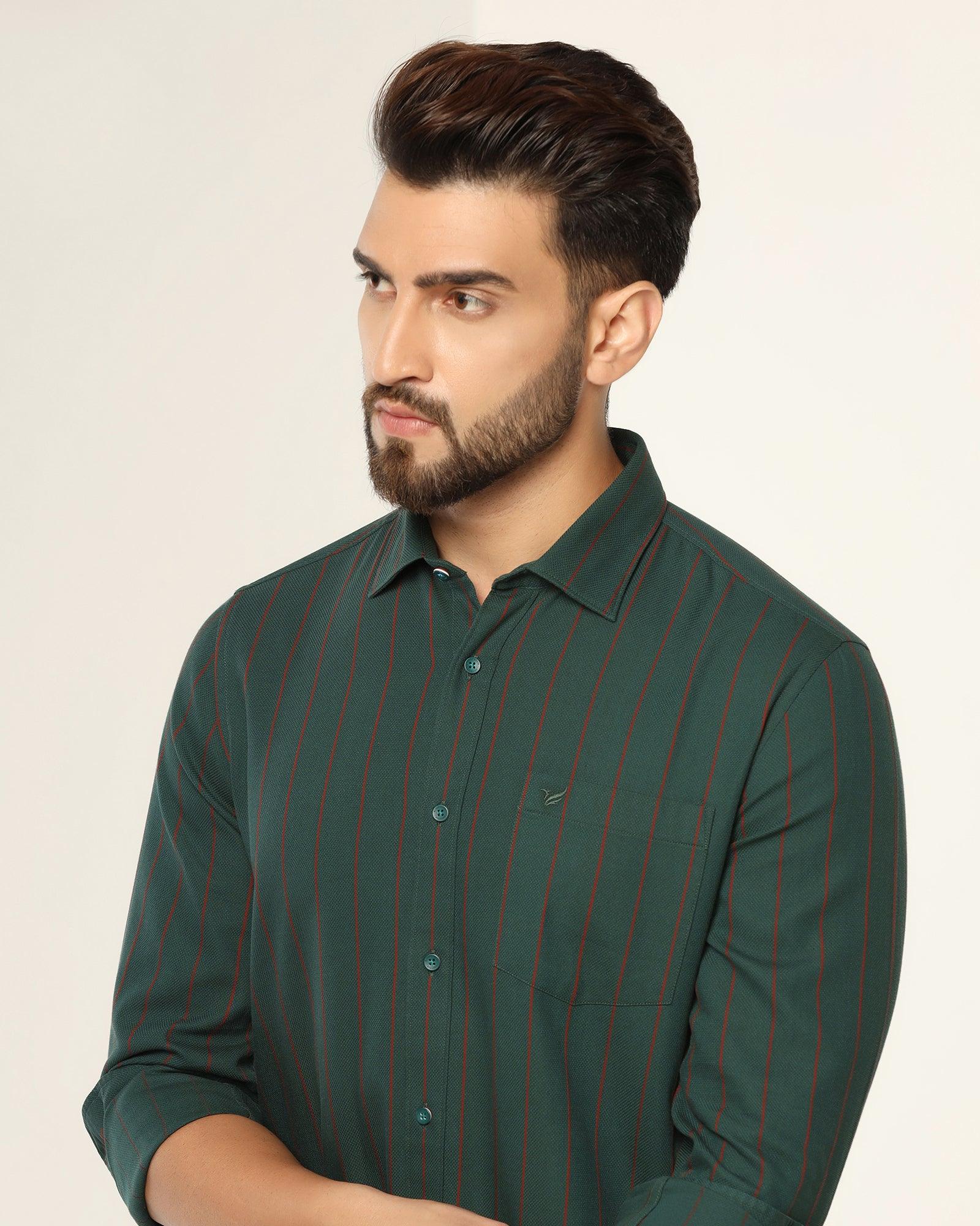 Casual Green Striped Shirt - Fabien