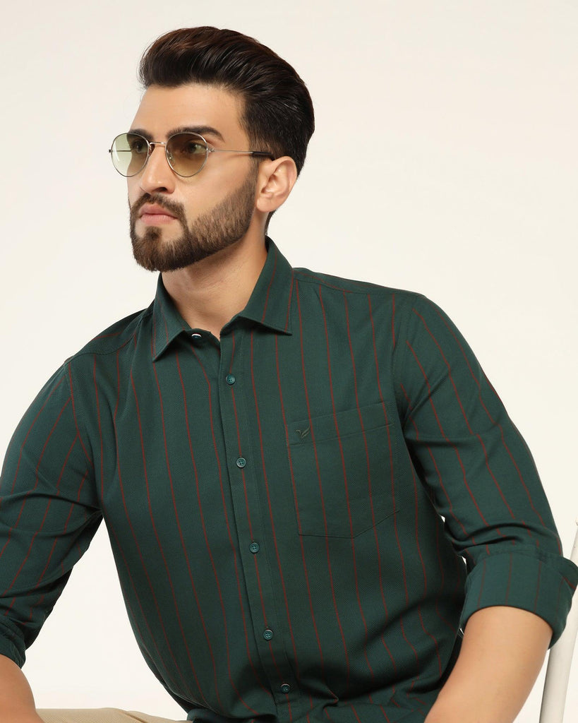 Casual Green Striped Shirt - Fabien