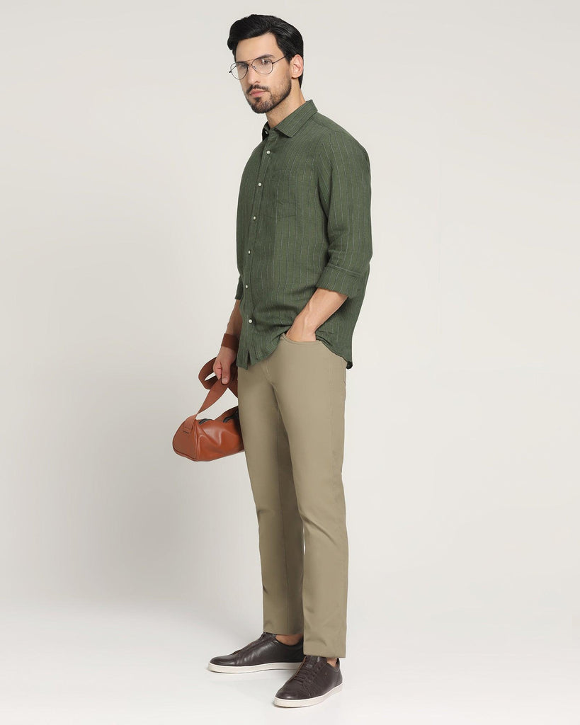 Linen Casual Green Striped Shirt - Willy