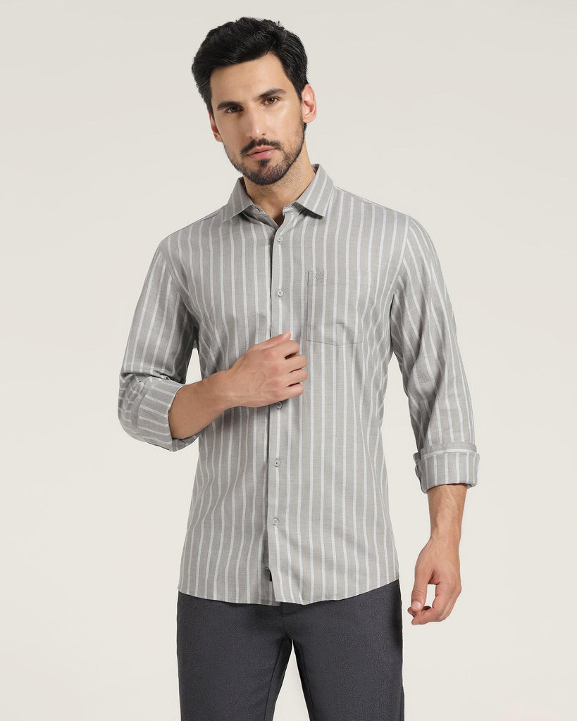 Casual Grey Striped Shirt - Erin