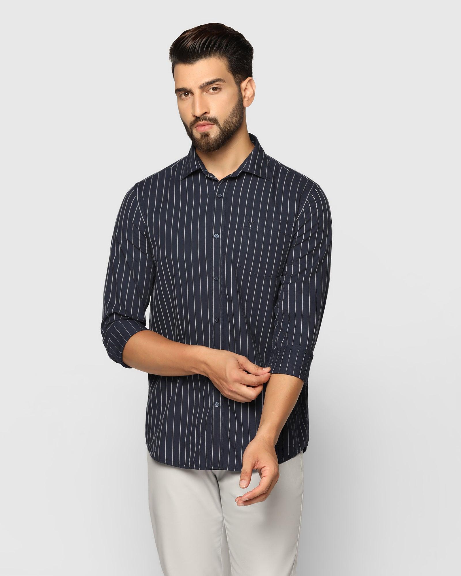 Stripe Casual Shirt In Navy (Congo) - Blackberrys