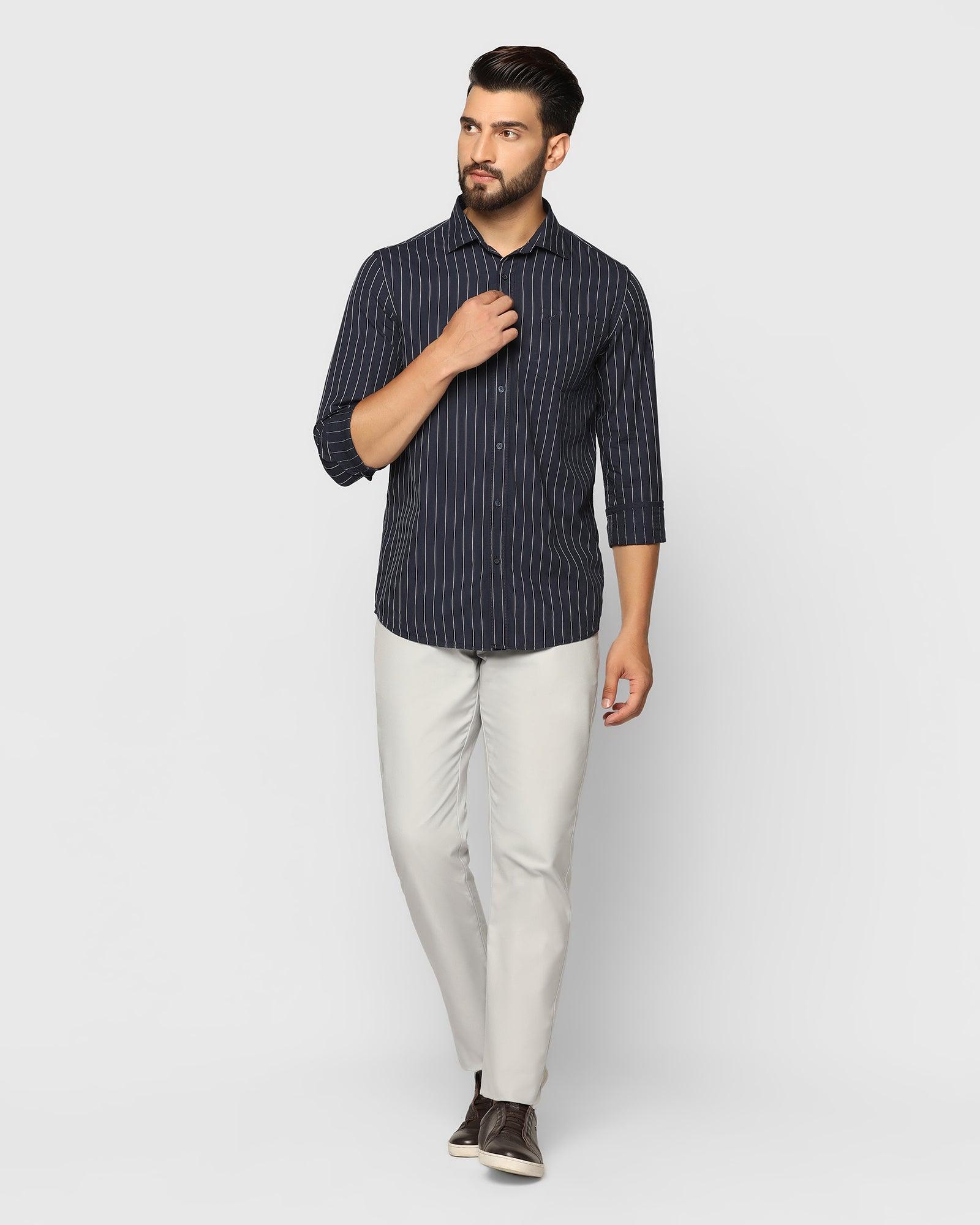 Stripe Casual Shirt In Navy (Congo) - Blackberrys