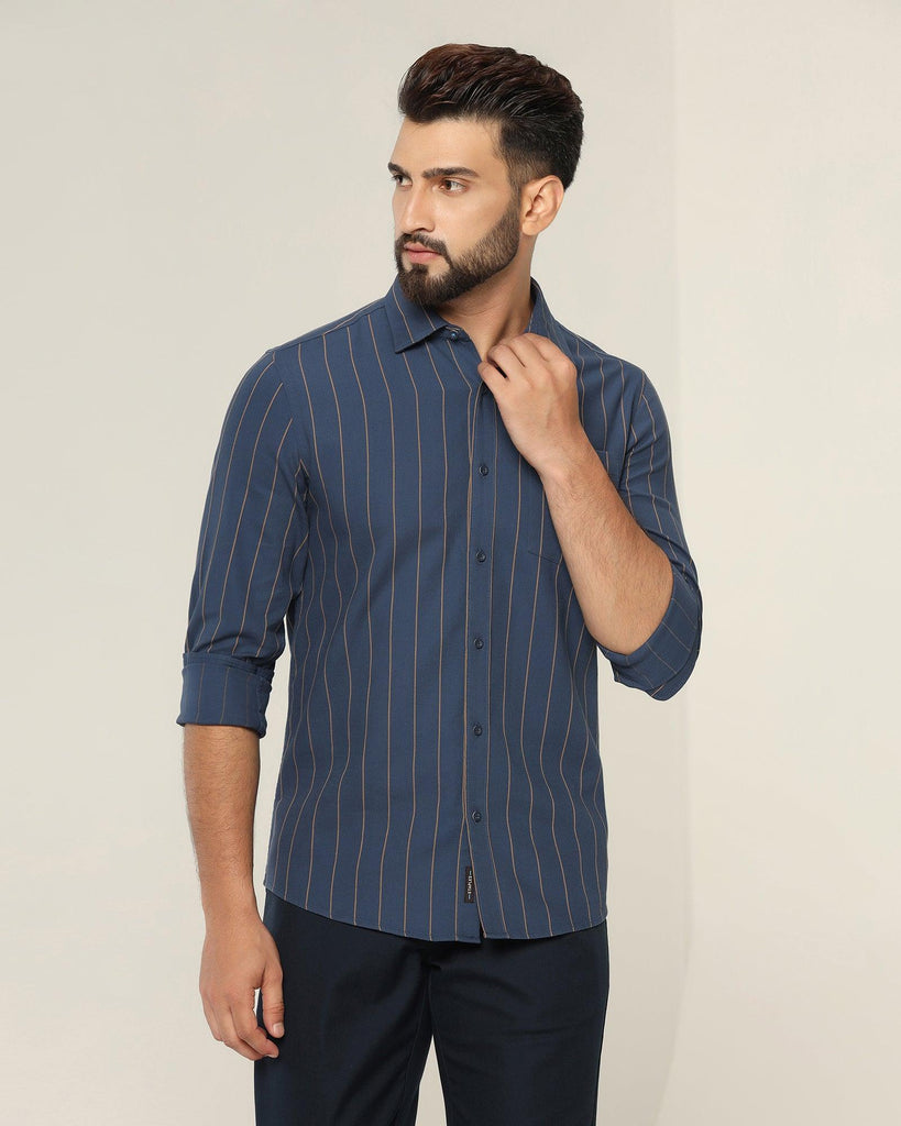 Casual Navy Striped Shirt - Fabien