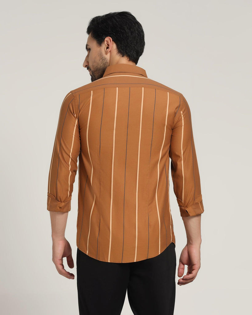 Casual Ochre Striped Shirt - Lyman