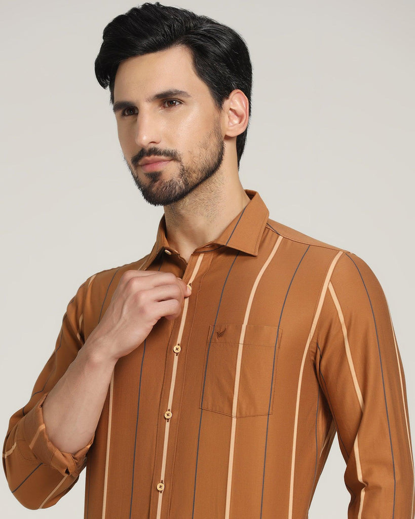 Casual Ochre Striped Shirt - Lyman