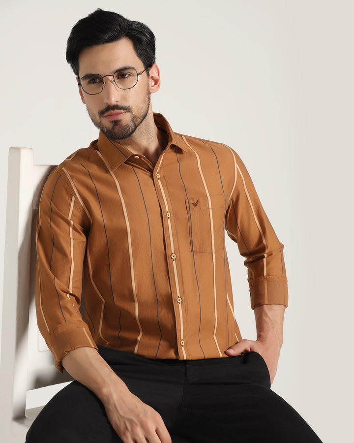 Casual Ochre Striped Shirt - Lyman