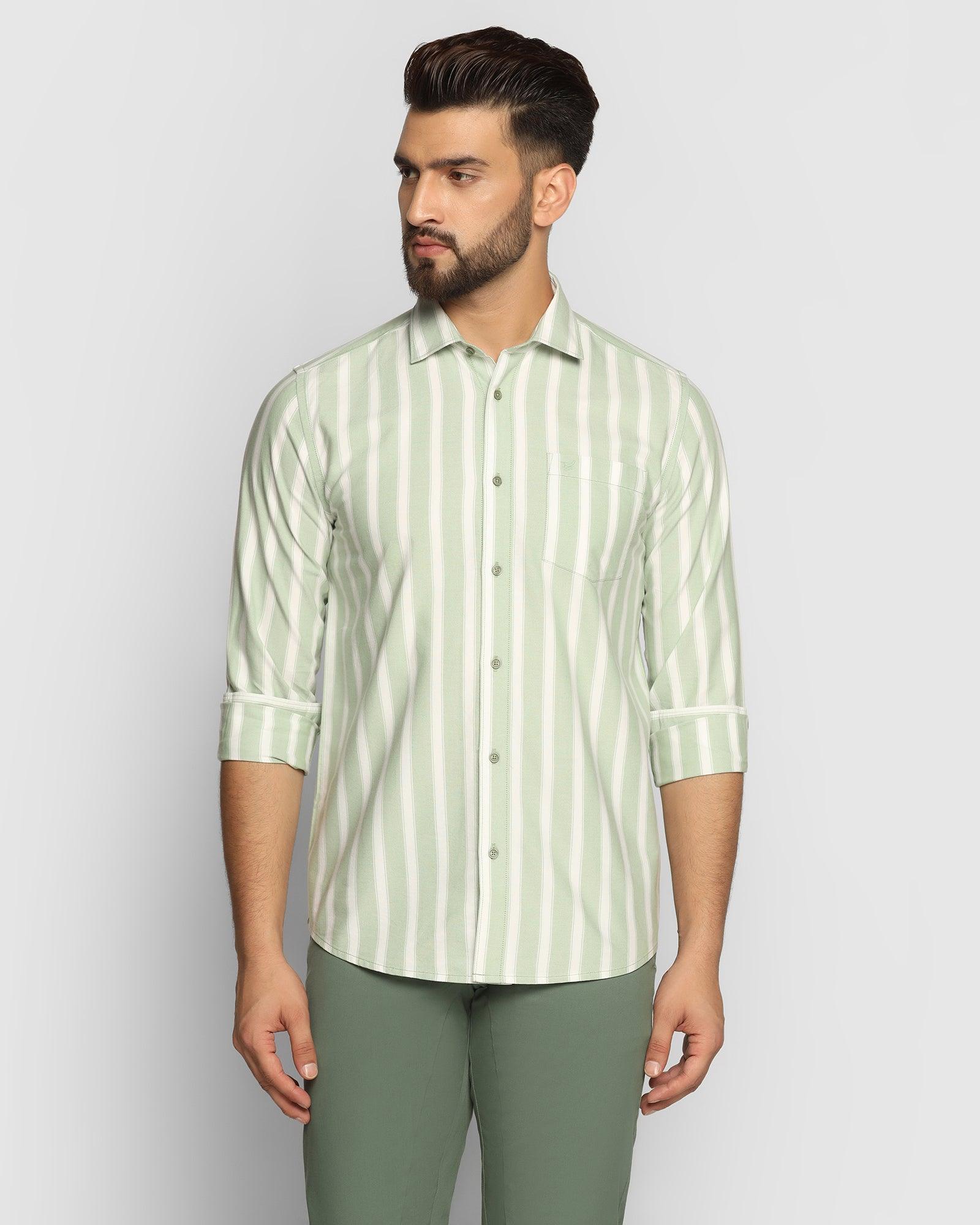 Casual Olive Striped Shirt - Polly