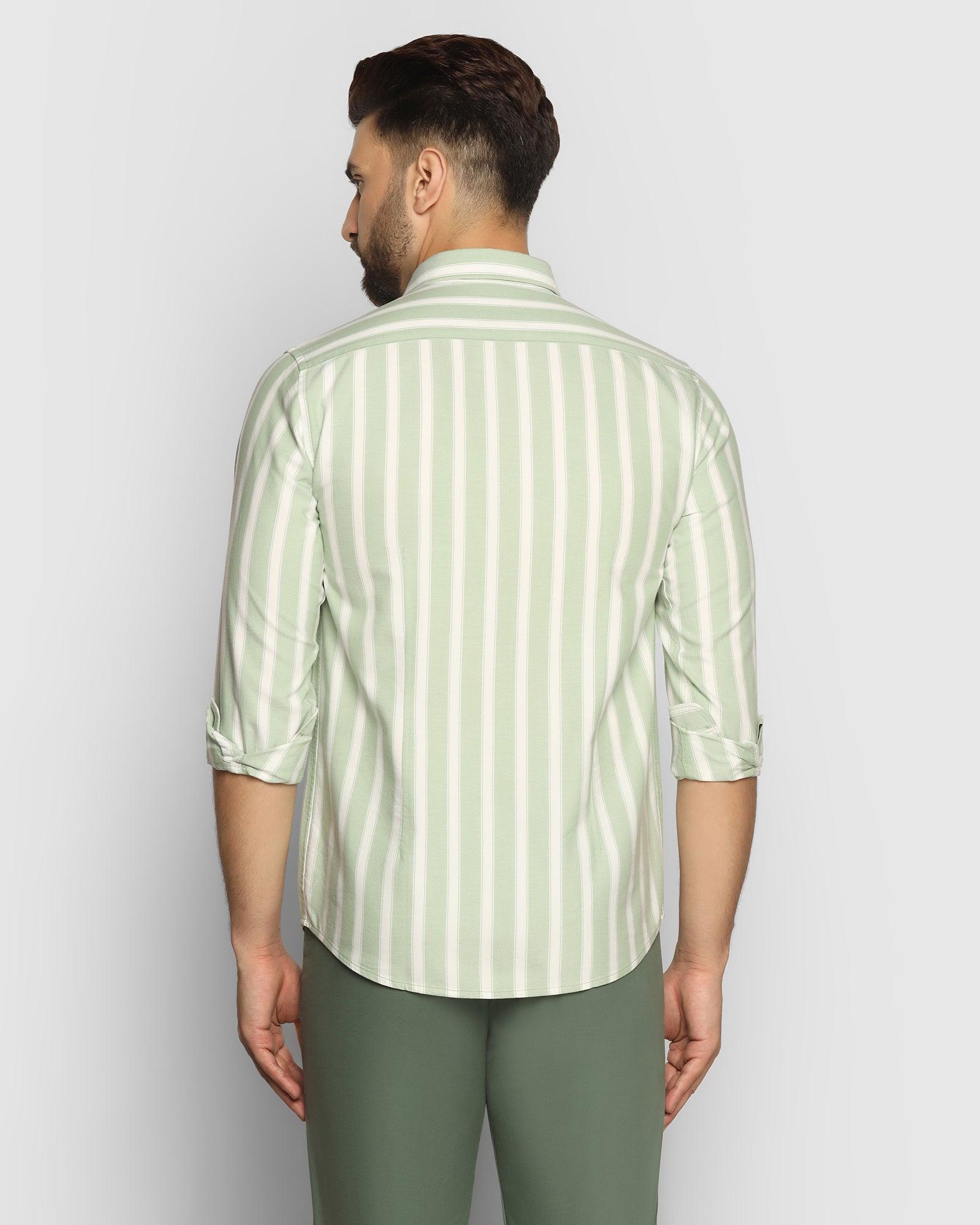 Stripe Casual Shirt In Olive (Polly) - Blackberrys