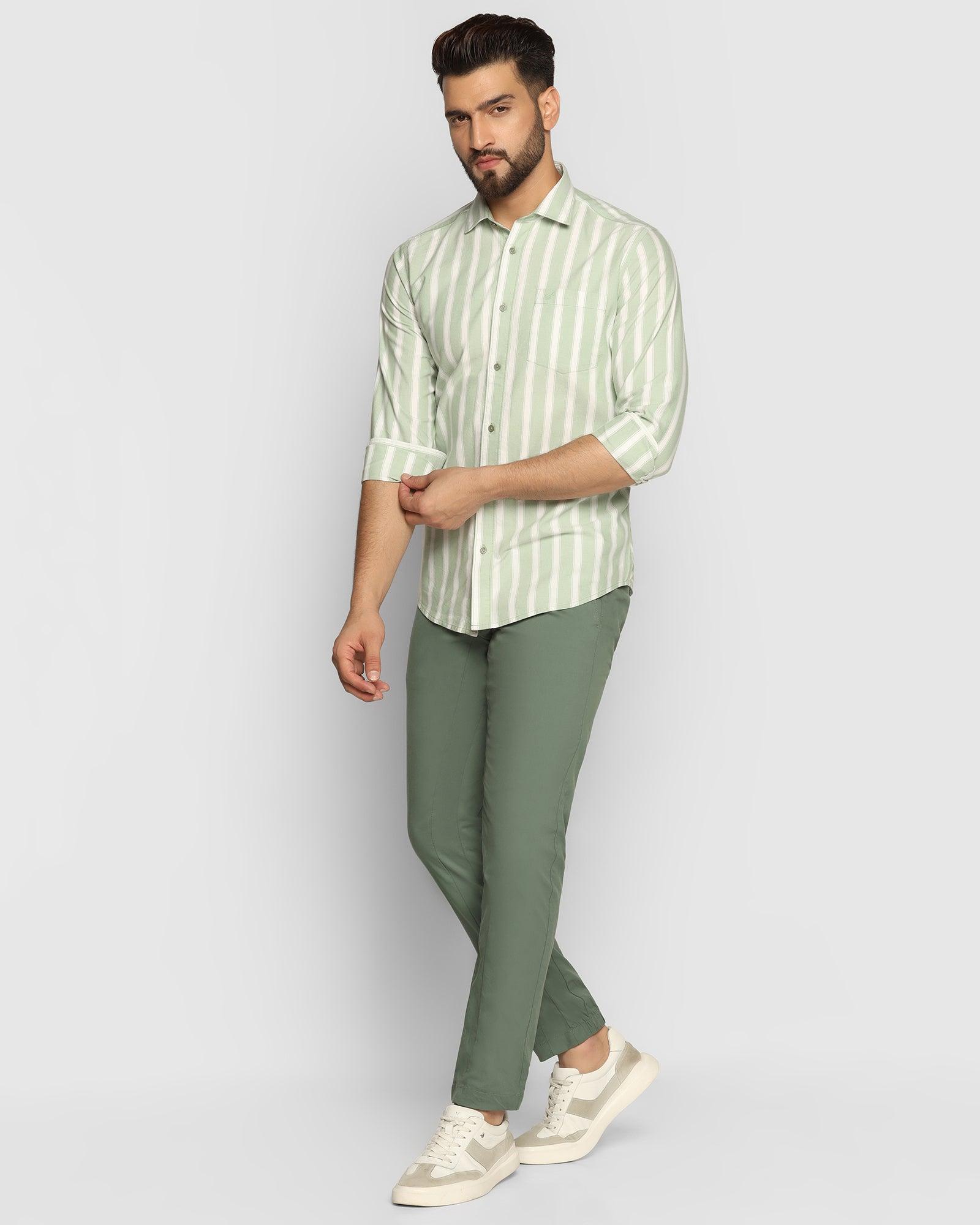 Stripe Casual Shirt In Olive (Polly) - Blackberrys