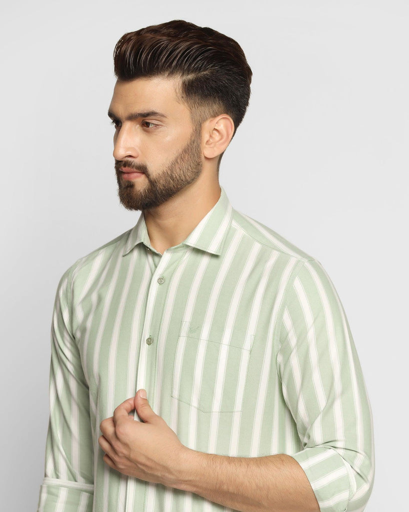 Casual Olive Striped Shirt - Polly