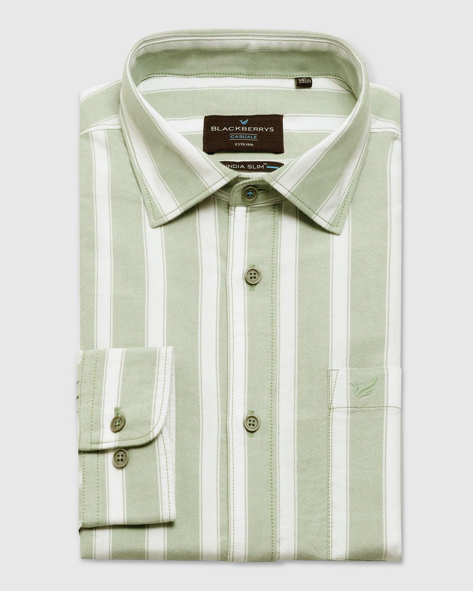 Stripe Casual Shirt In Olive (Polly) - Blackberrys