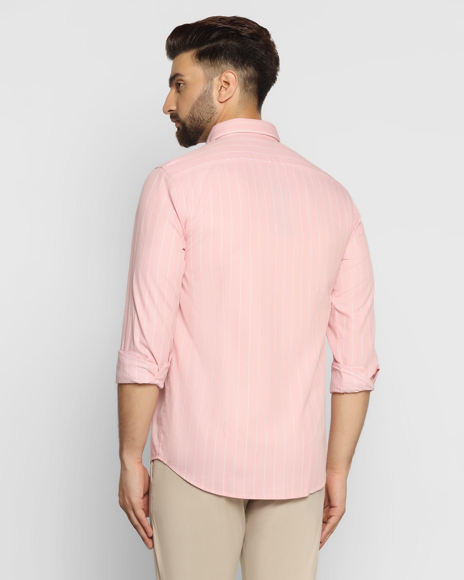 Casual Peach Striped Shirt - Arisu