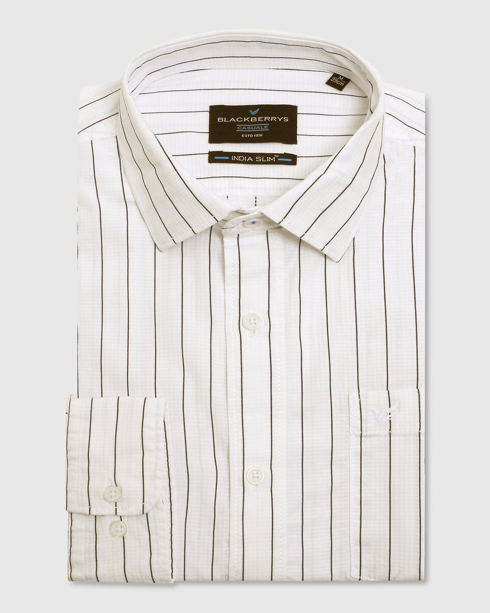 Stripe Casual Shirt In White (Congo) - Blackberrys