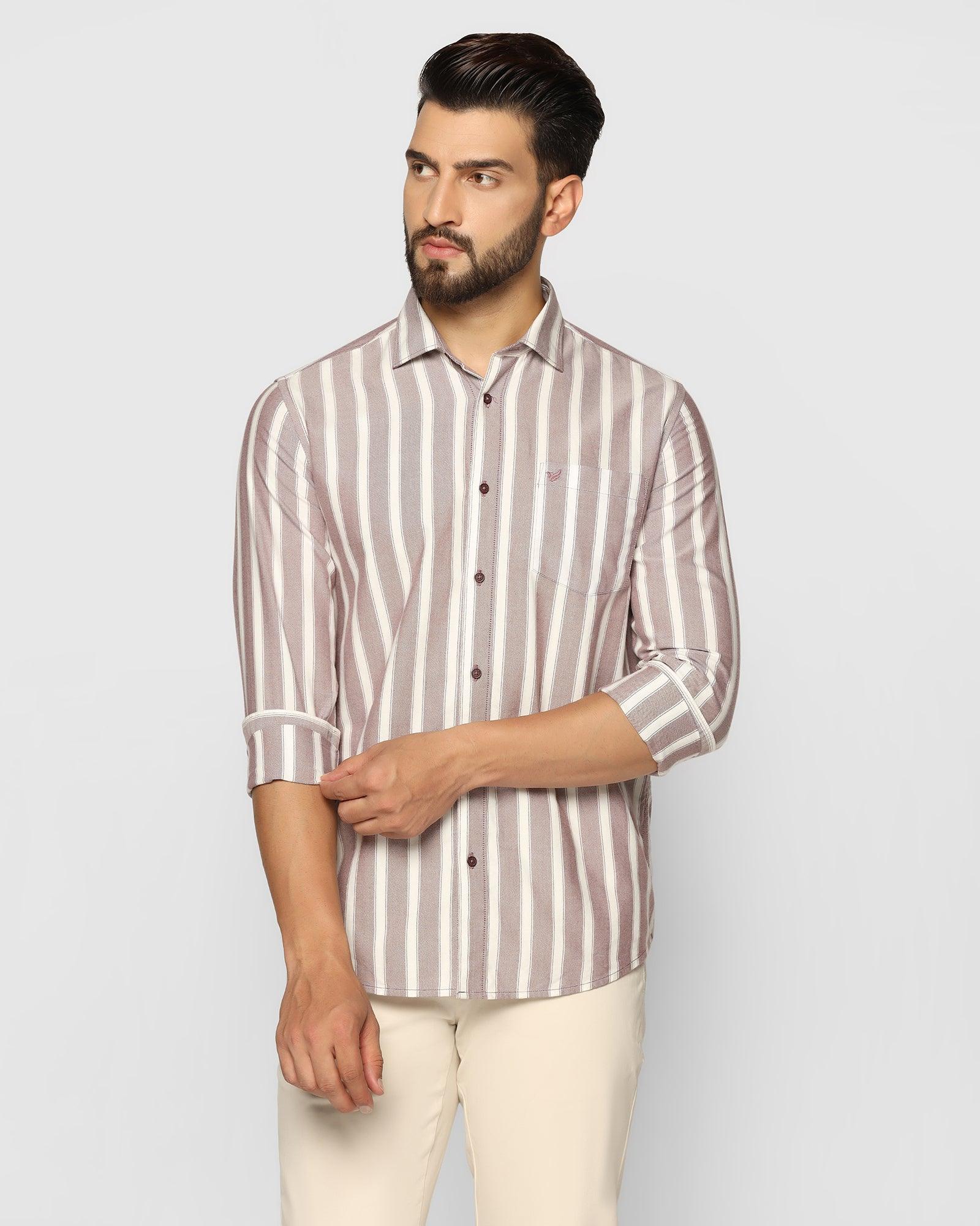 Casual Wine Striped Shirt - Polly