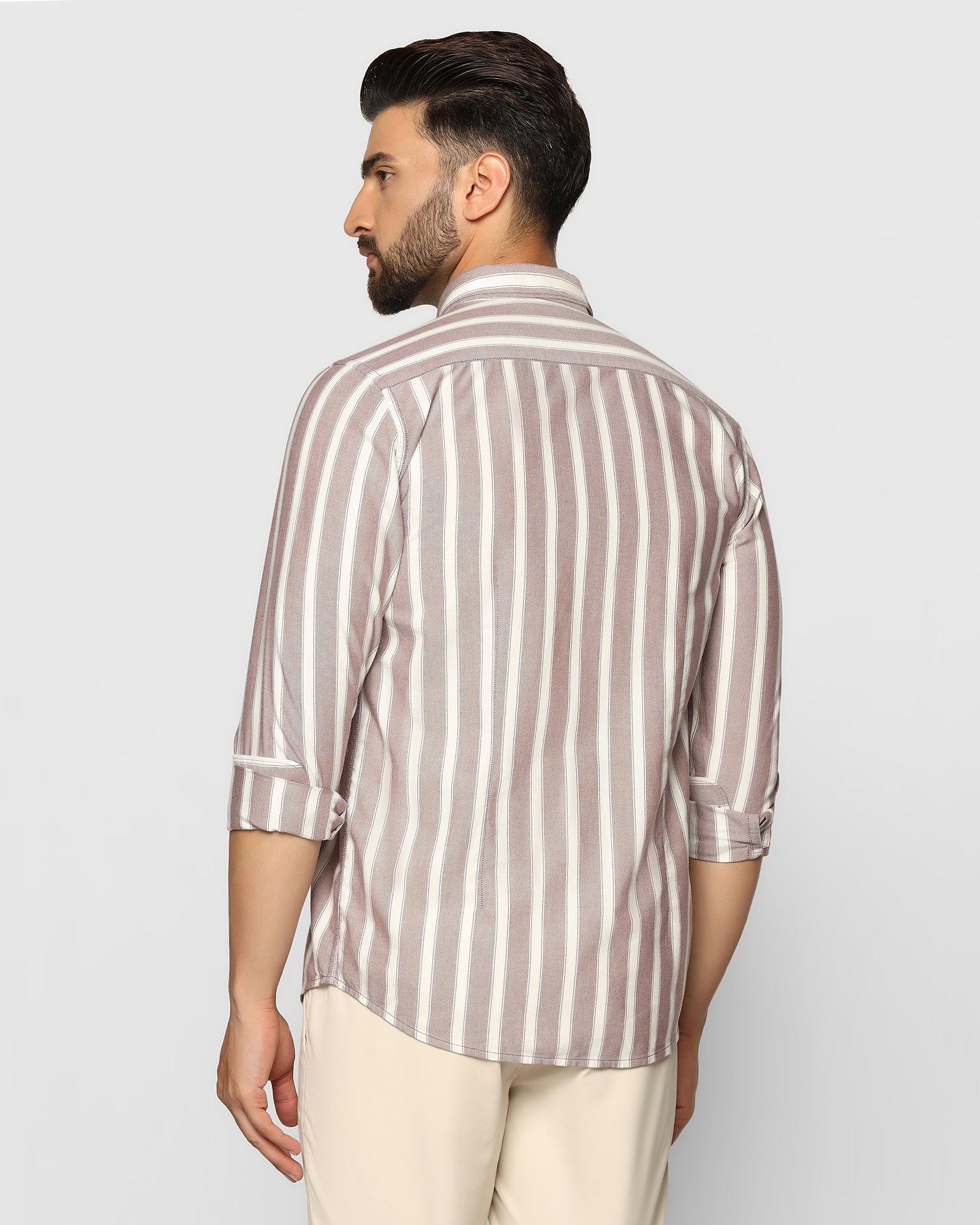 Stripe Casual Shirt In Wine (Polly) - Blackberrys