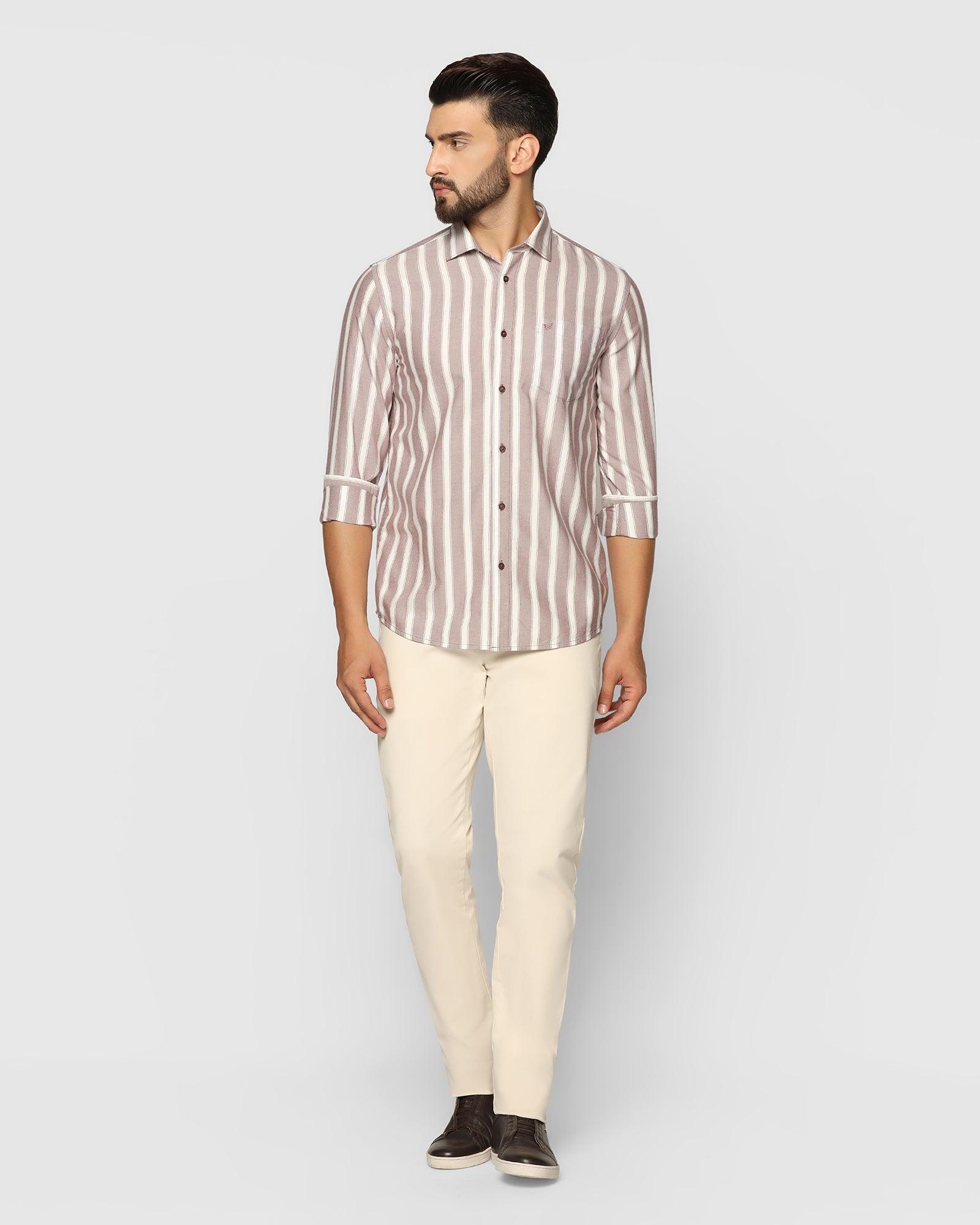 Stripe Casual Shirt In Wine (Polly) - Blackberrys