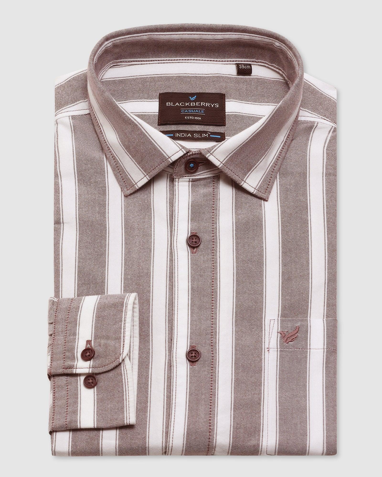 Stripe Casual Shirt In Wine (Polly) - Blackberrys